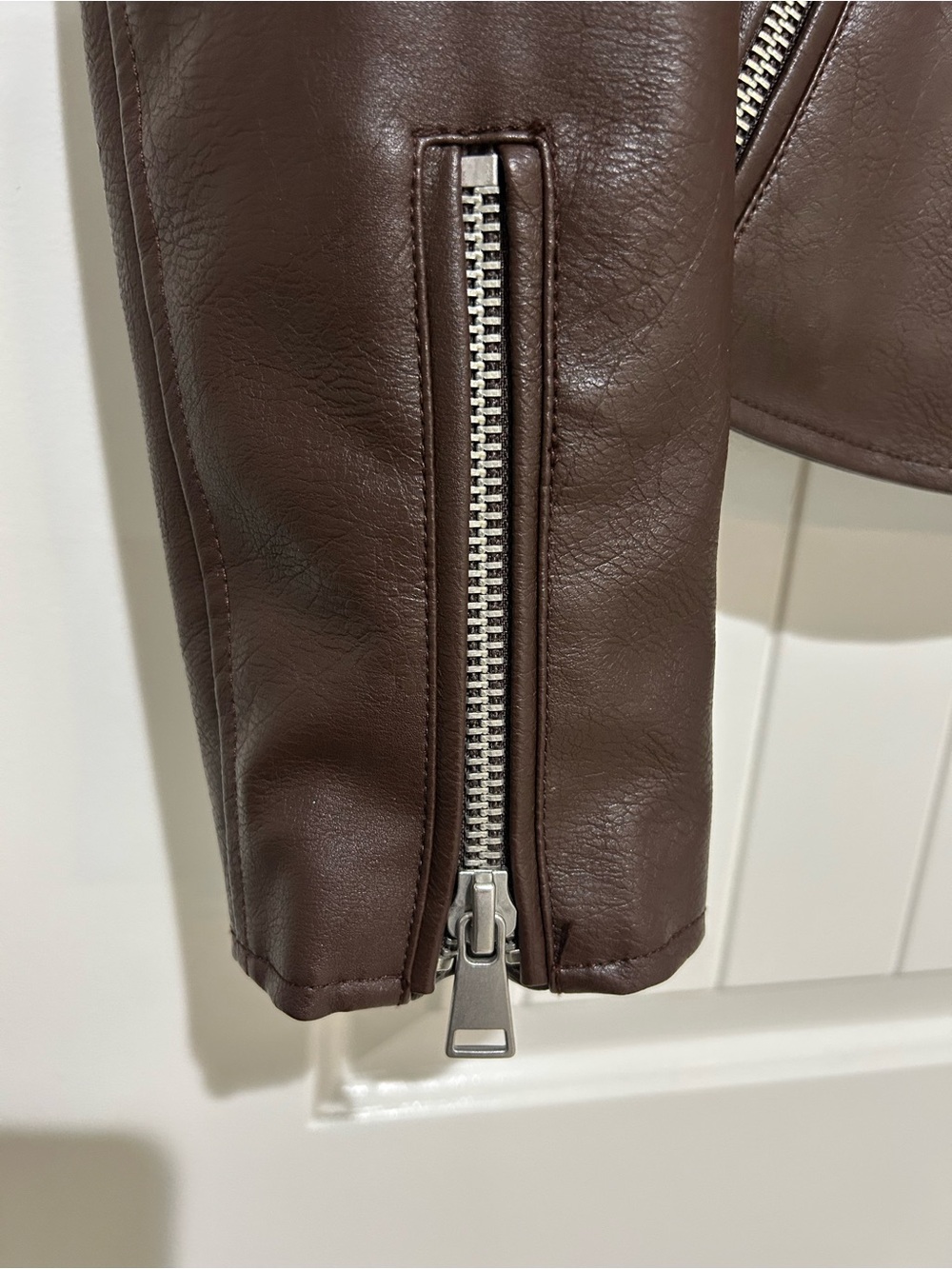 Anthropologie The Saige Brown Faux Leather Moto Jacket - Picture 6 of 9